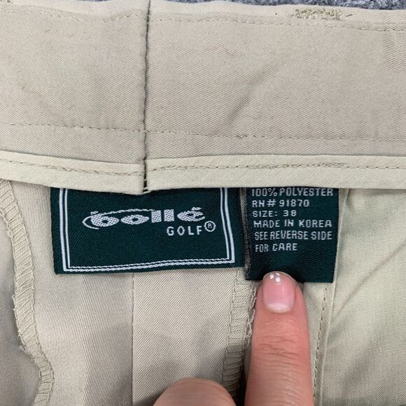 Vintage Bolle Golf Shorts Mens 38 Herb Green Pleated Front Performance Chino - Picture 4 of 10